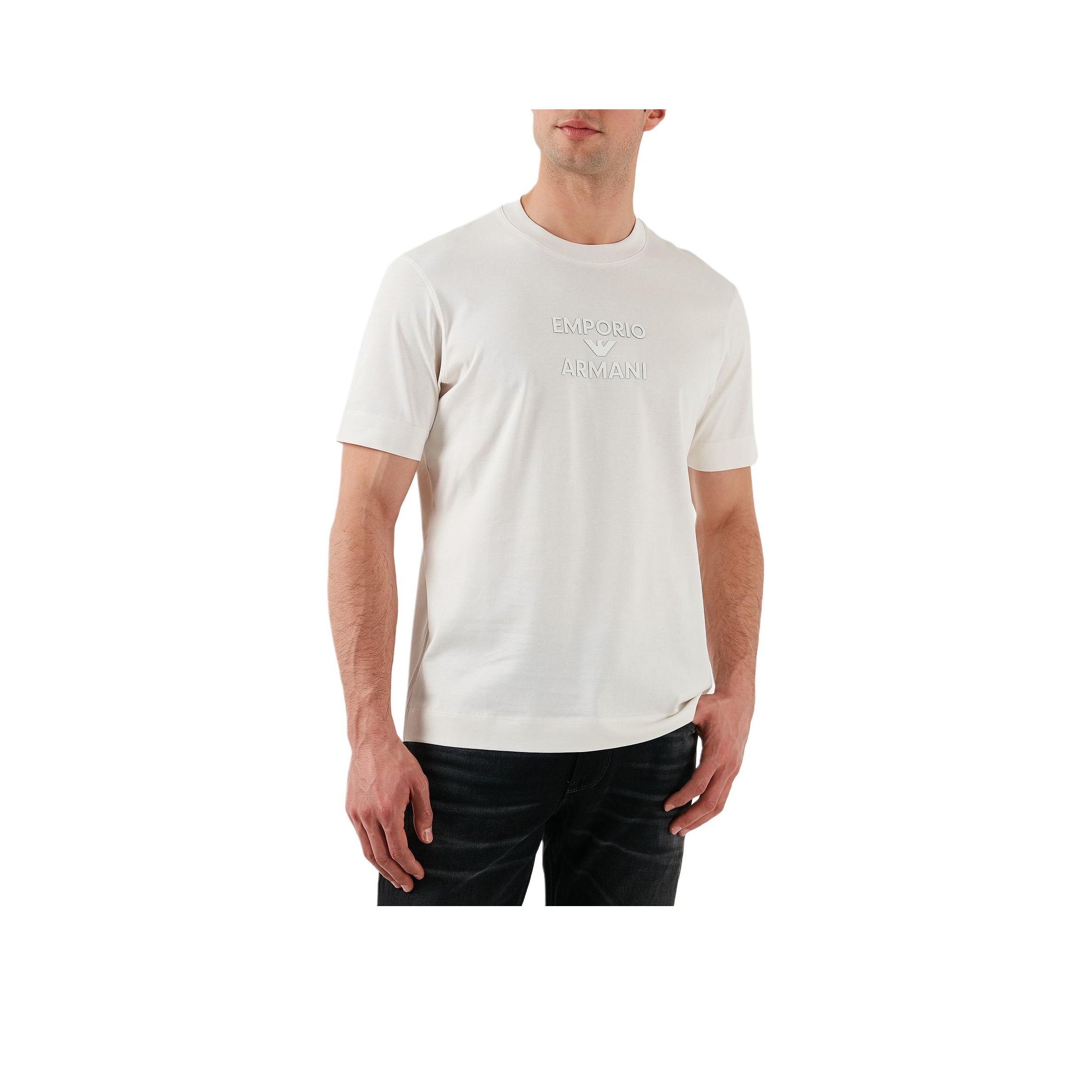 

Футболка с резиновым логотипом EMPORIO ARMANI, белый