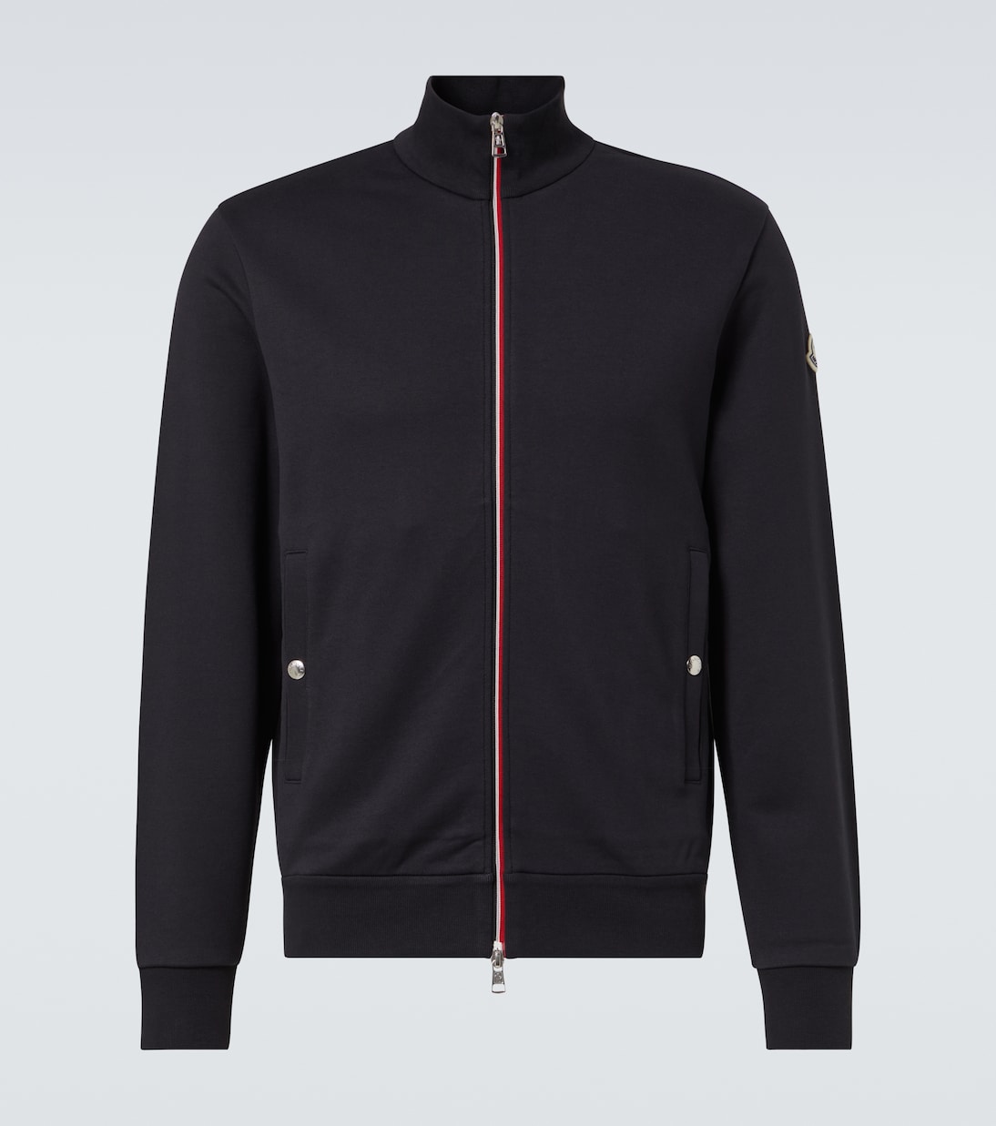 

Хлопковый джерси свитер на молнии Moncler, Dark Navy Blue
