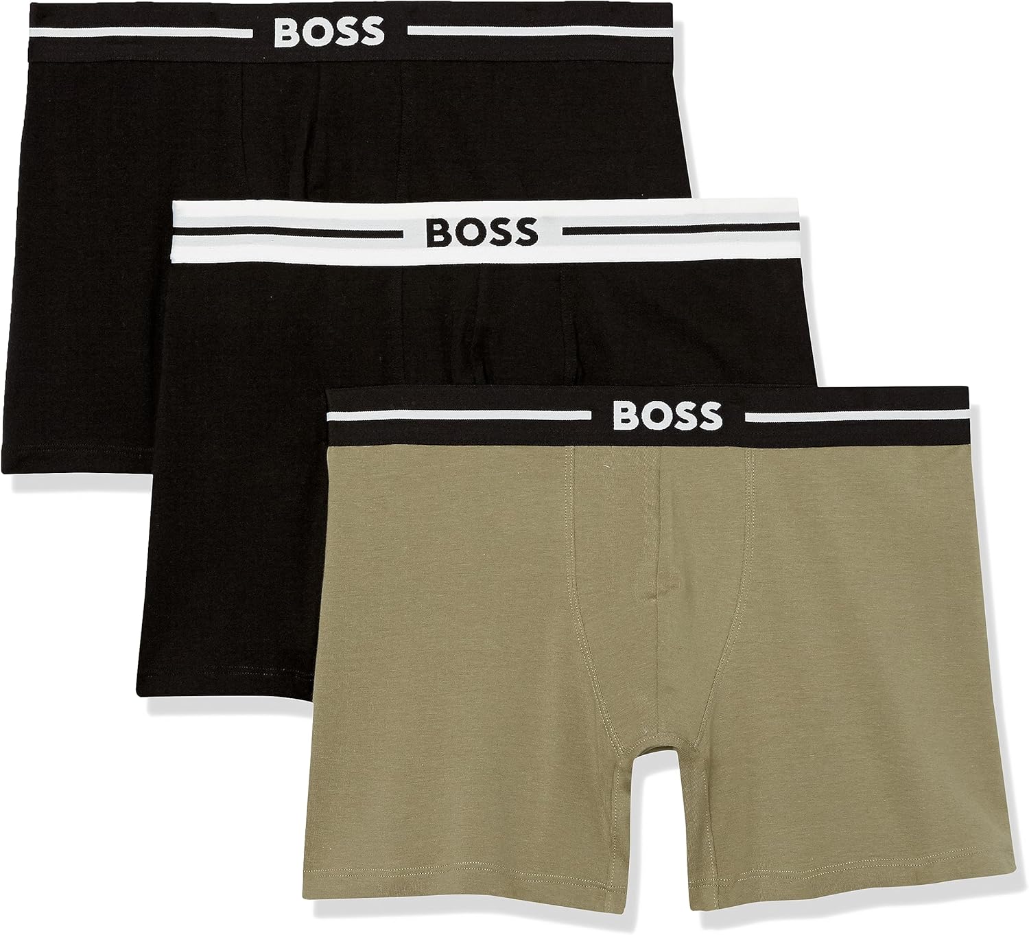 

Мужские трусы-боксеры Boss из эластичного хлопка, упаковка из 3 шт., Black/Trout Green/Black
