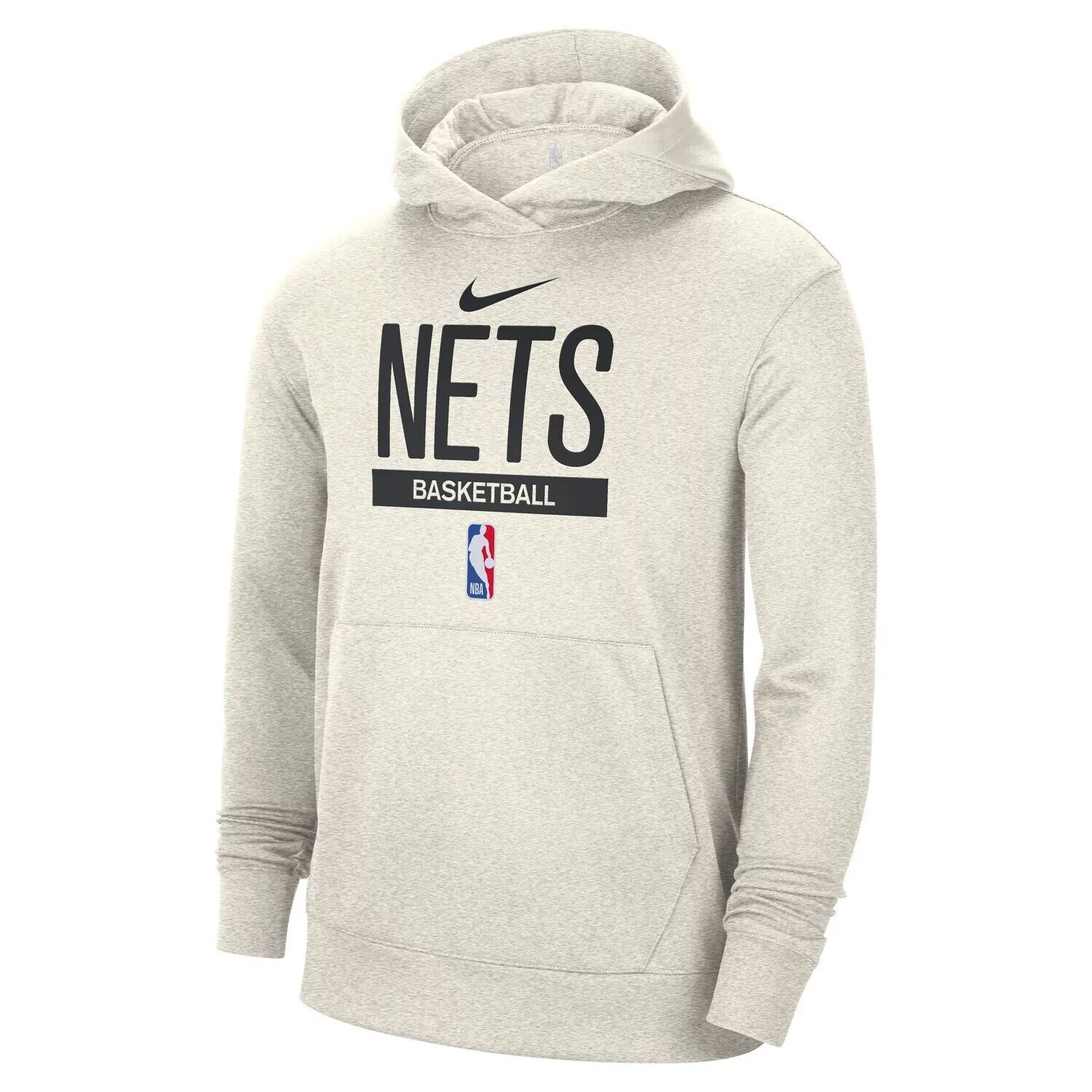 Мужской кремовый пуловер с капюшоном Brooklyn Nets 2022/23 Spotlight для тренировок на корте Nike — фото 2