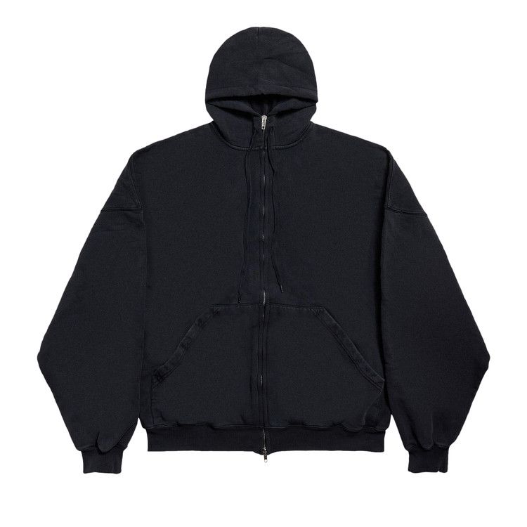 

Худи Balenciaga Large Zip-Up Hoodie, Faded Washed Black