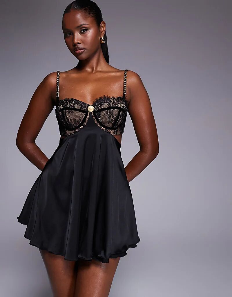 

Мини-платье-бралет с открытой спиной из кружева Circa Frenchie от The Dolls House, черное