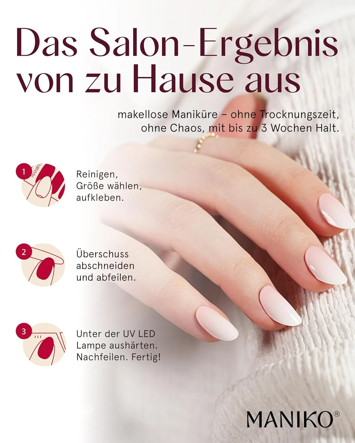 Полный набор Maniko UV Gel Strip, Rose Baby Boomer Maniko Nails, Rose Baby Boomer — фото 3