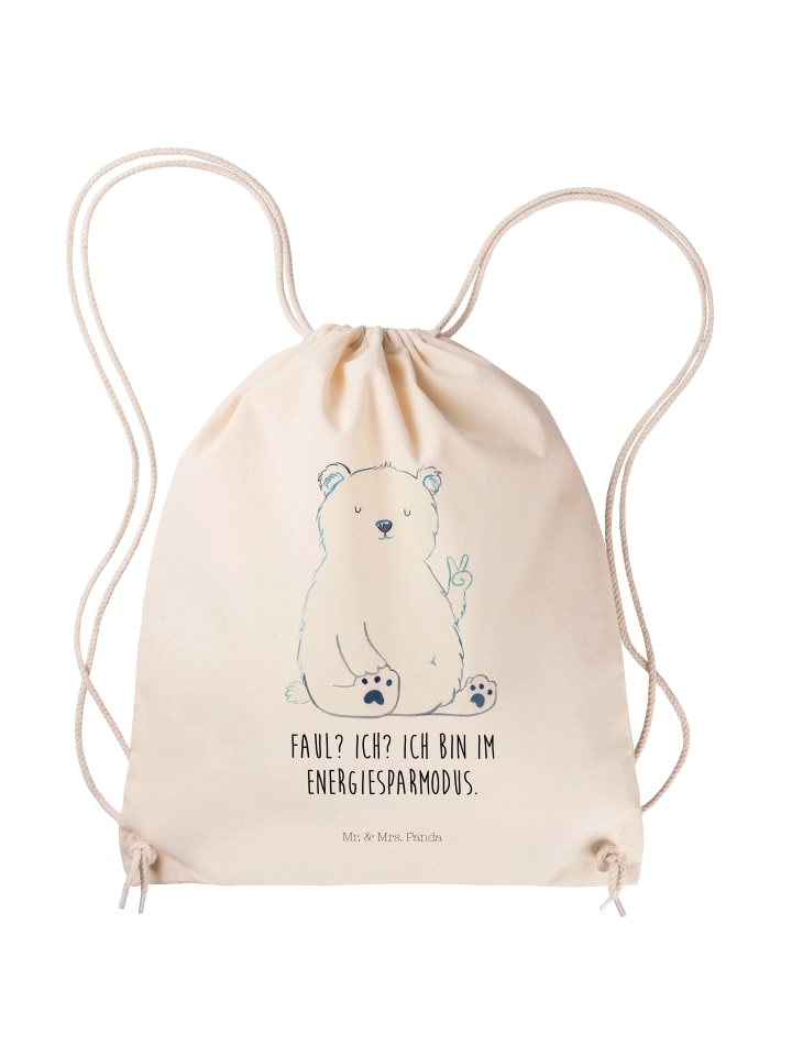 

Mr. & Mrs. Panda Ленивая сумка-шоппер с изображением полярного медведя и надписью кремового цвета