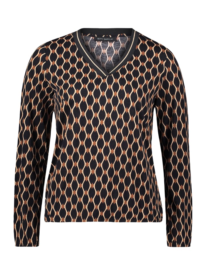 

Блузка-рубашка с V-образным вырезом черного/бежевого цвета Betty Barclay