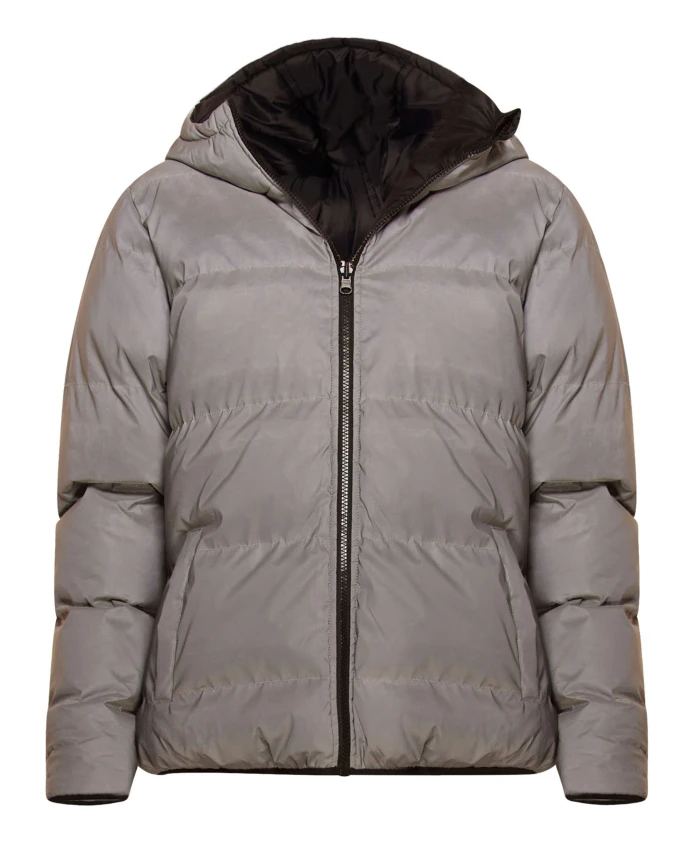 

Современная двусторонняя зимняя куртка - черно-серебристая Tooche, серый