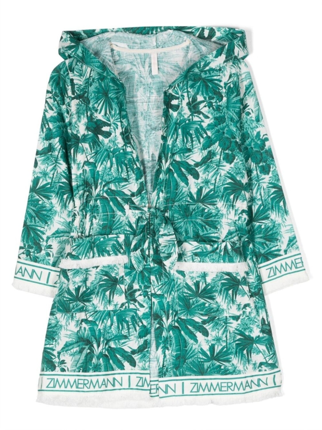 

ZIMMERMANN Kids платье с поясом и принтом, зеленый