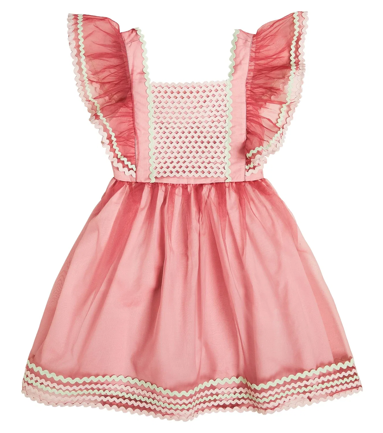Платье с вышивкой и оборками Stella Mccartney Kids, розовый