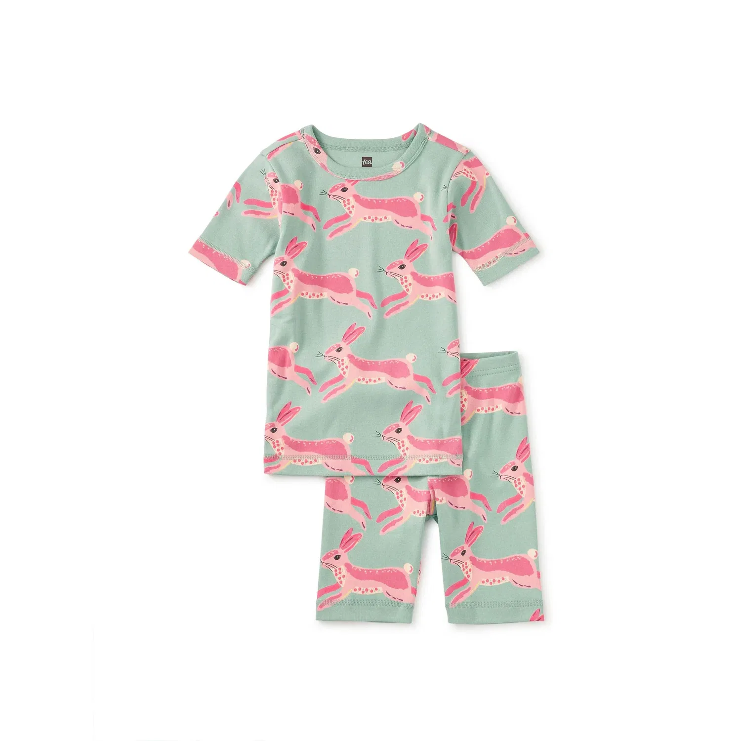 Детский комплект пижамы с коротким рукавом In Your Dreams Pajama Set Tea Collection, Blooming Bunnies