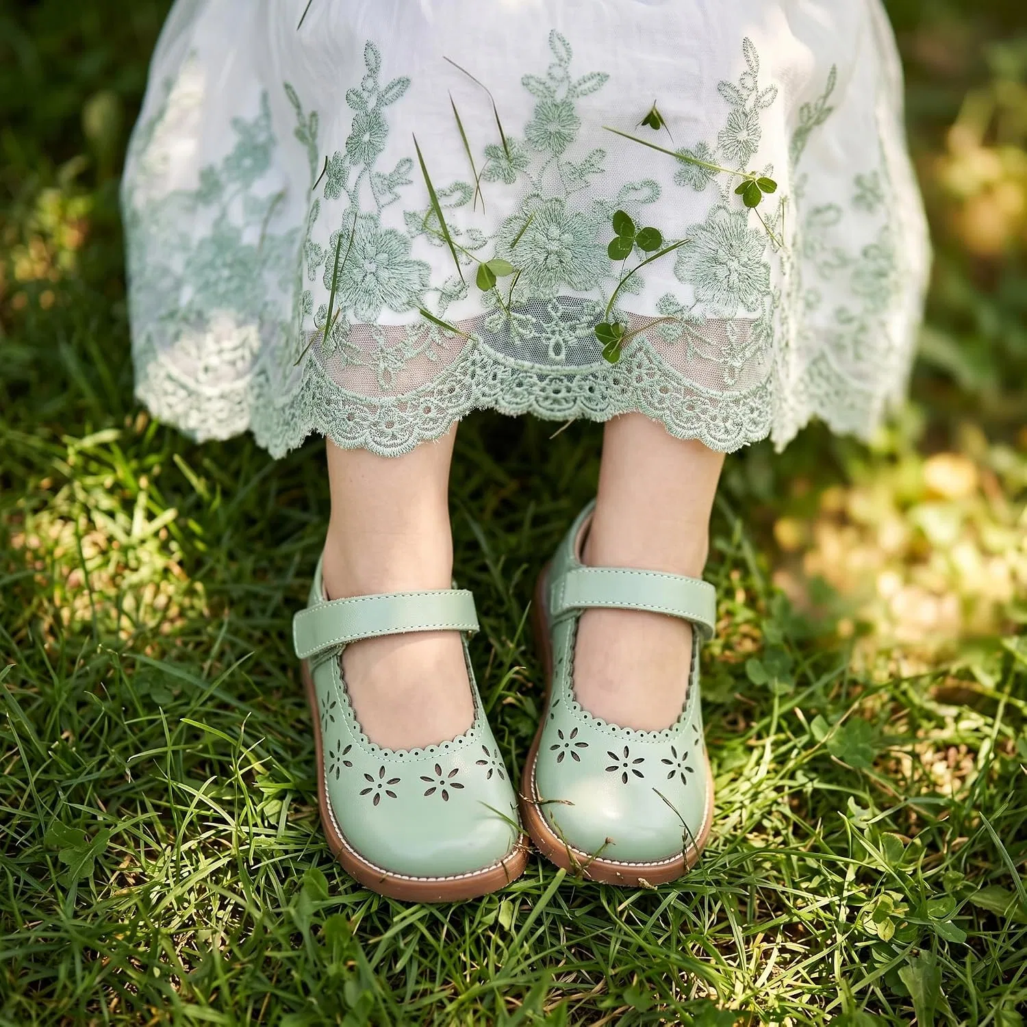 Детские туфли для девочек с вырезом Princess THEE BRON, Pistachio Green — фото 2