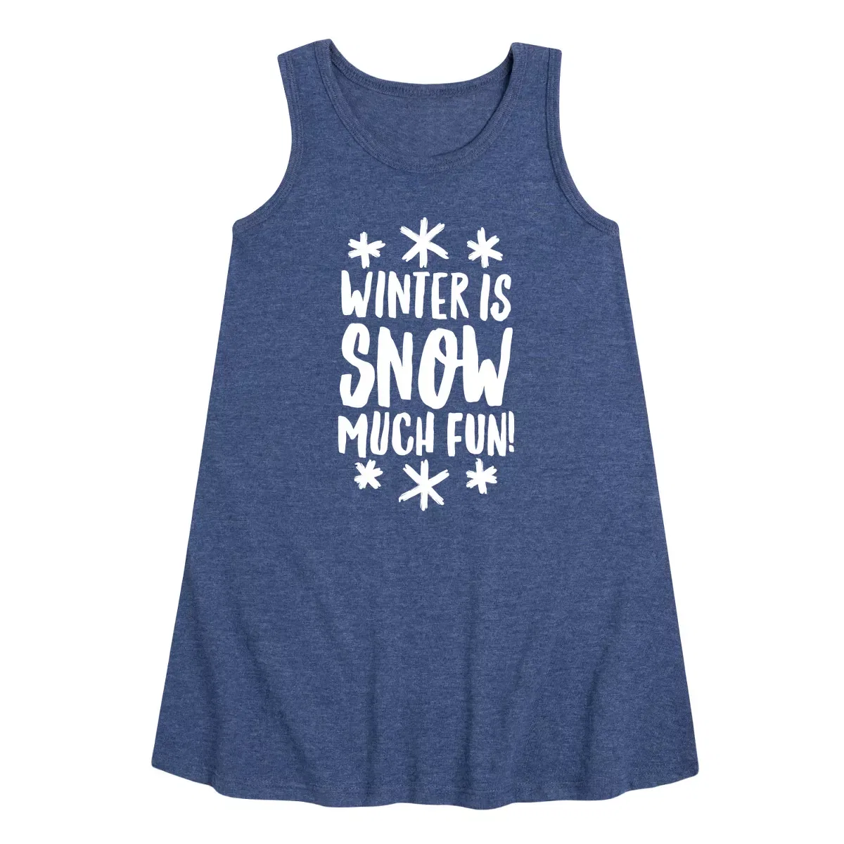 Детское платье-трапеция для девочек без рукавов Winter Is Snow Much Fun Instant Message, Heather Navy