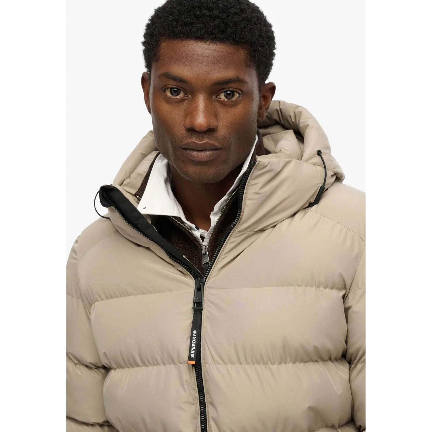 Мужская стеганая куртка с капюшоном Superdry, Beige — фото 4