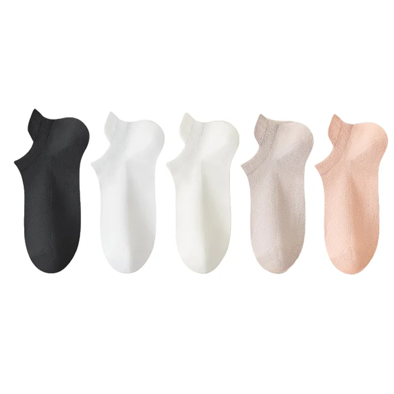 Детские носки-невидимки 5 пар DUSHILIREN, Black+White+Milk White+Light Khaki+Light Orange