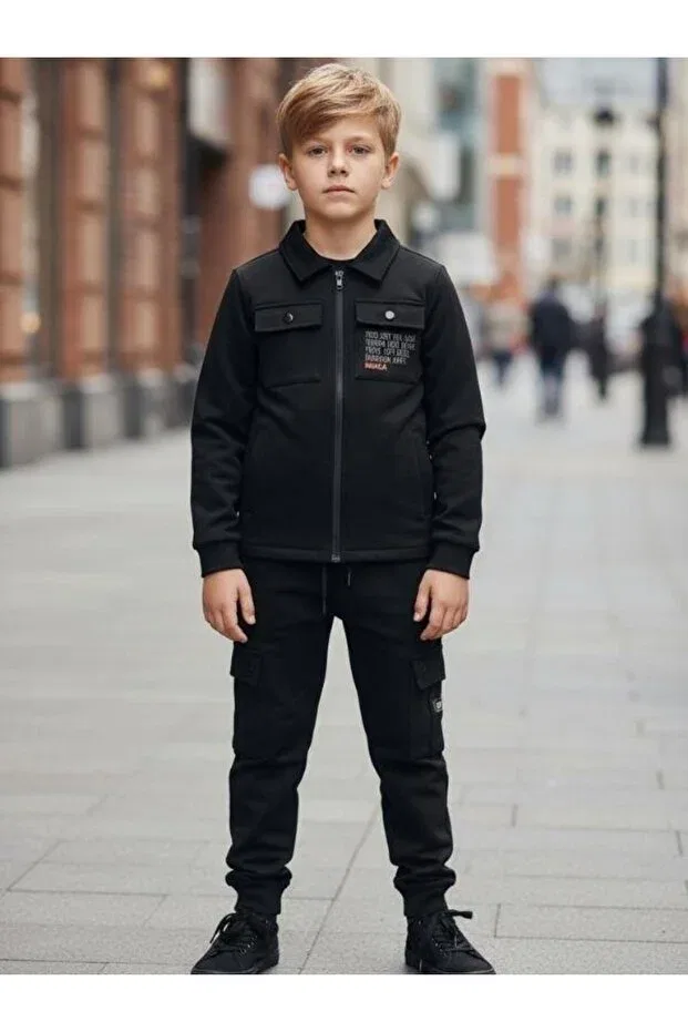 Детское пальто для девочек на флисе Zekids, Black — фото 4