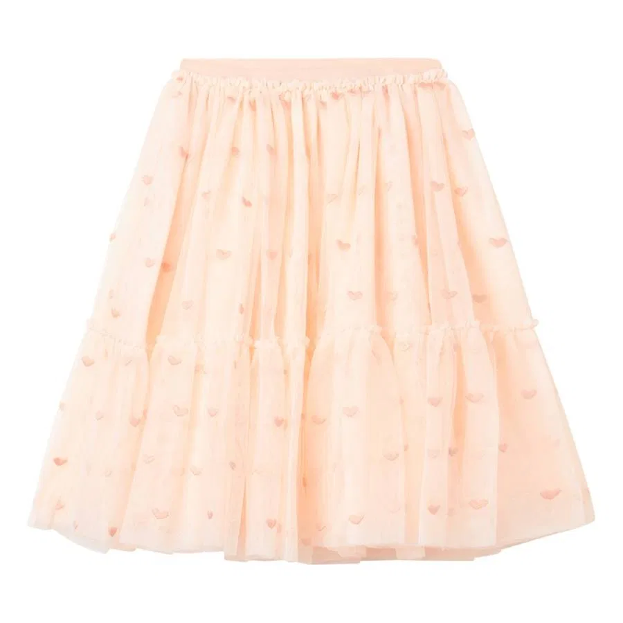 Юбка из тюля с вышивкой сердечками Kids Hearts Embroidered Tulle Skirt Stella McCartney, Rosa/Embroidery