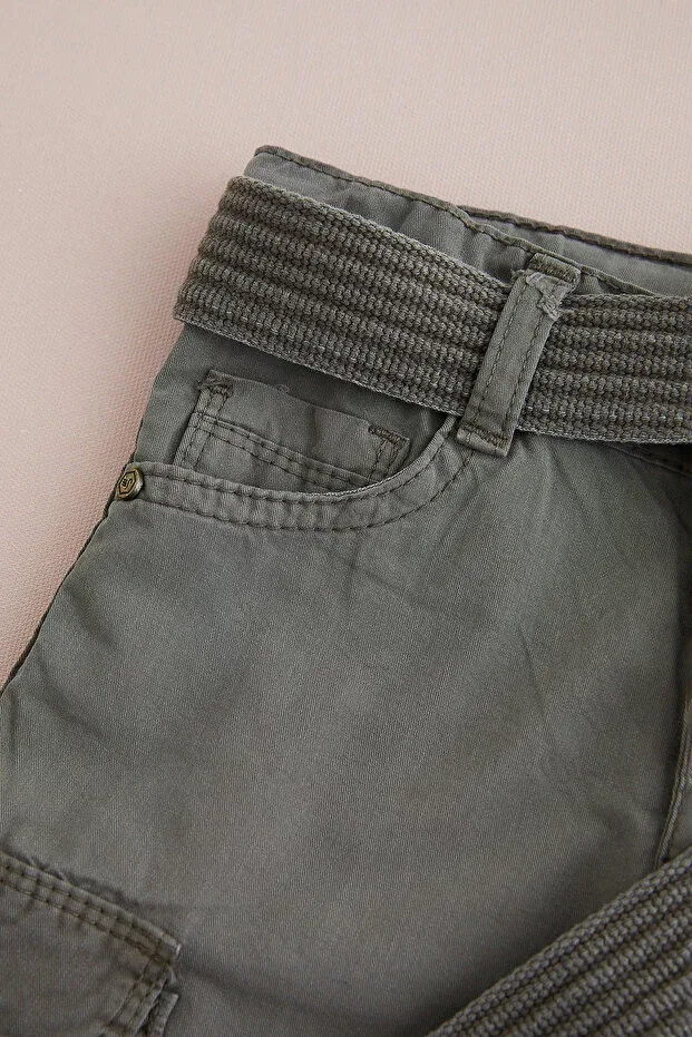 Детские шорты карго для мальчиков с поясом Beli Fulla Moda, Taupe — фото 2