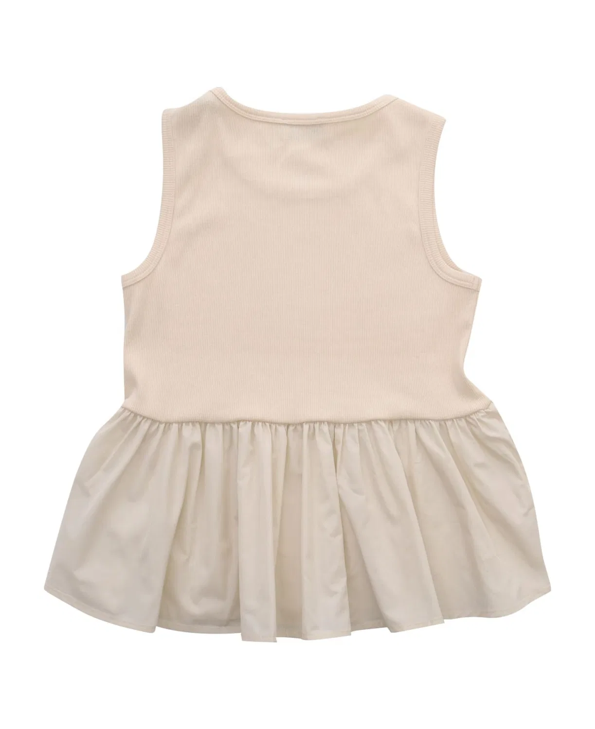 Топ без рукавов с баской Moncler Girls Cotton-Blend Peplum Top, Cream — фото 2