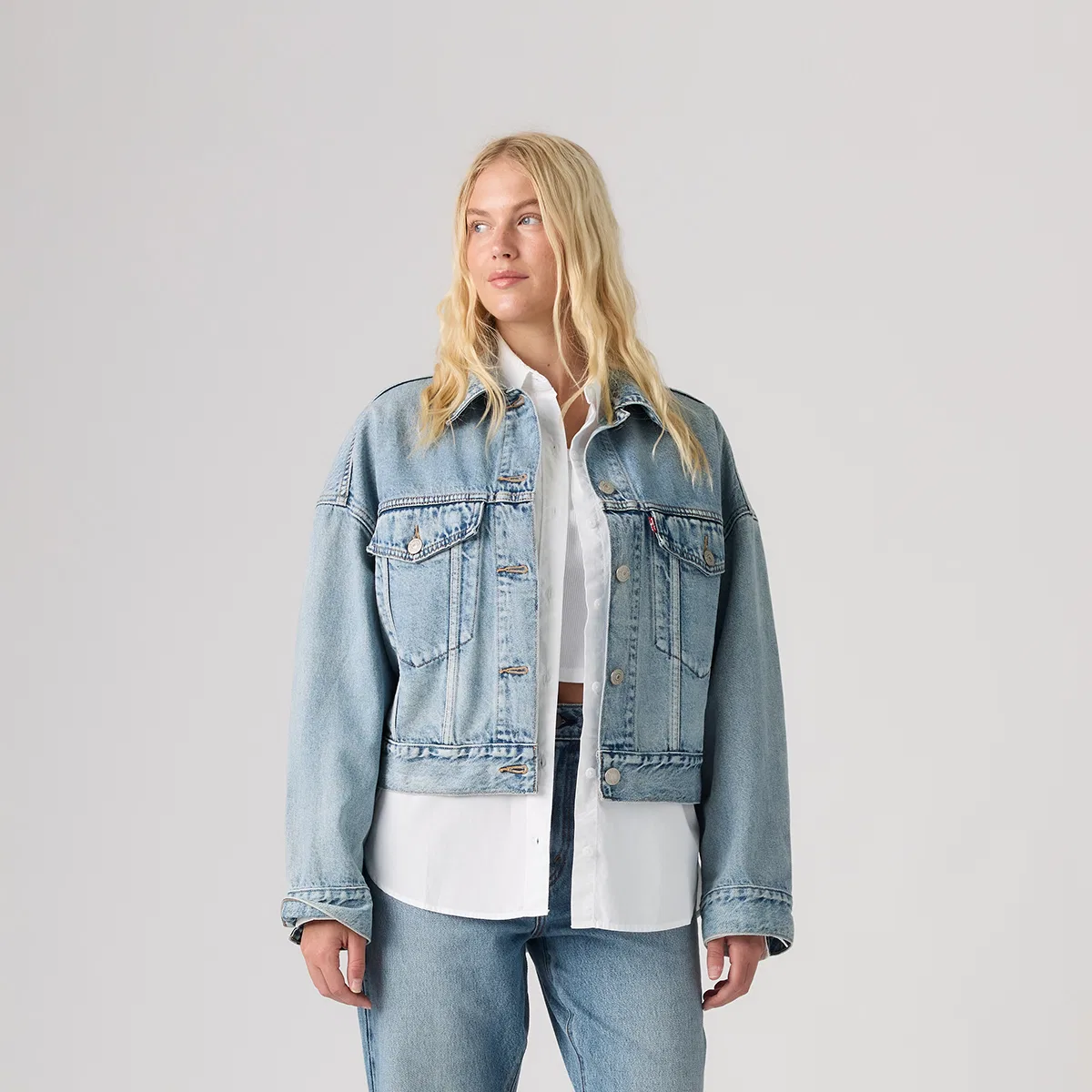Женское джинсовое джинсовое пальто с отложным воротником Denim Jackets, Levis, Light Blue — фото 4