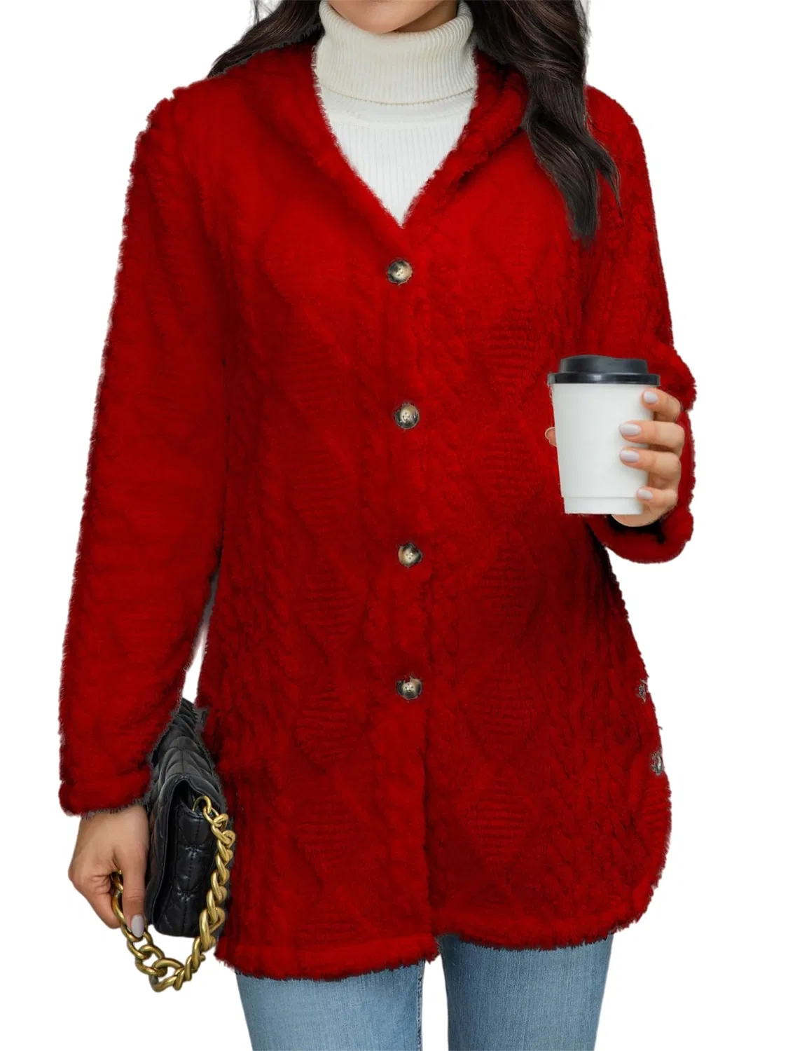 Женское пальто с капюшоном Donna Autunno Inverno Caldo Moda Jacquard, Colore: A