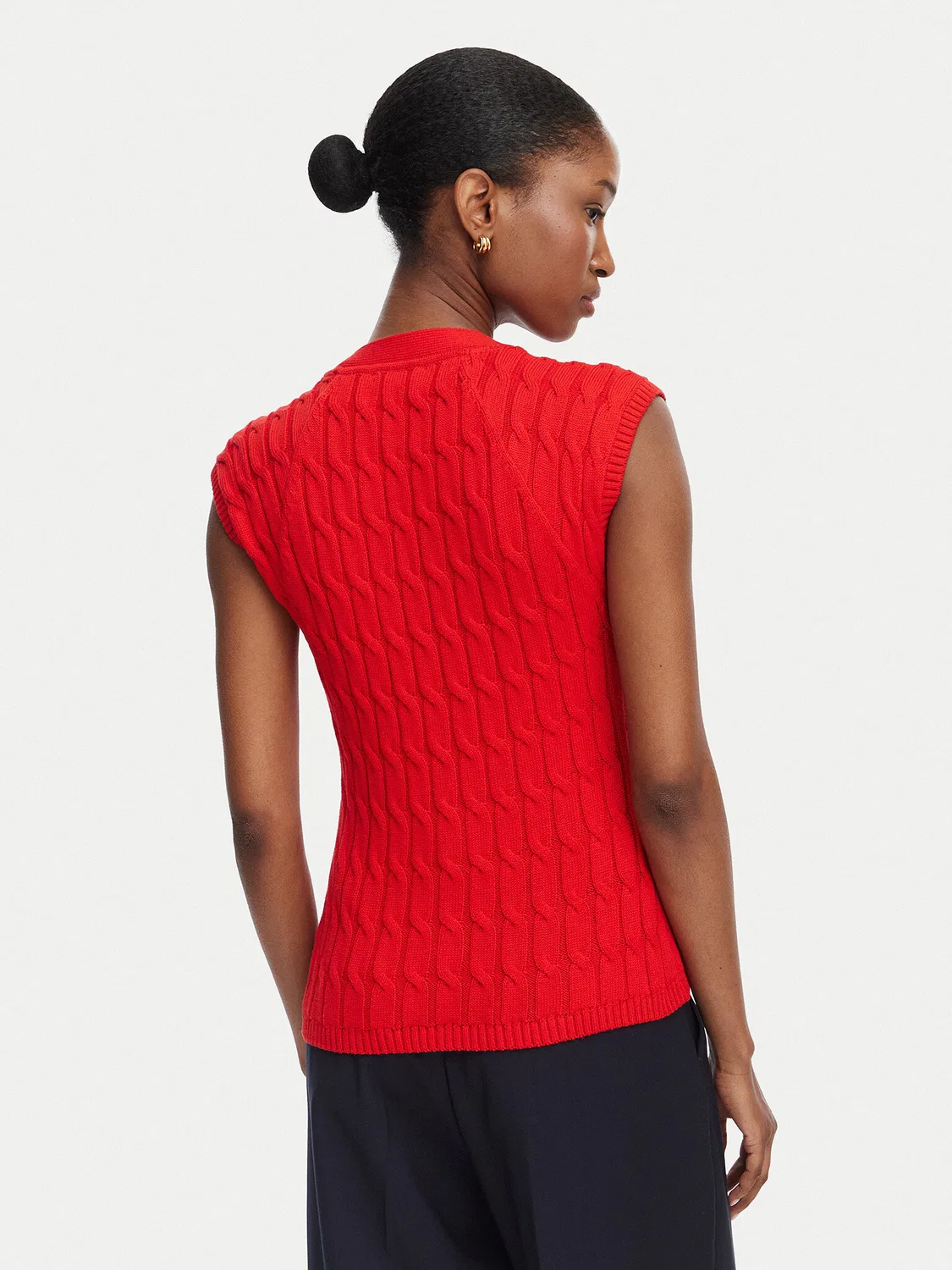 Женский жилет стандартного кроя Mid Gg Cable Tommy Hilfiger, красный — фото 3