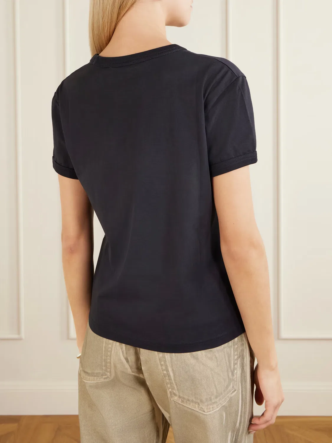 Футболка из хлопкового трикотажа с принтом Etza college Acne Studios, черный — фото 4