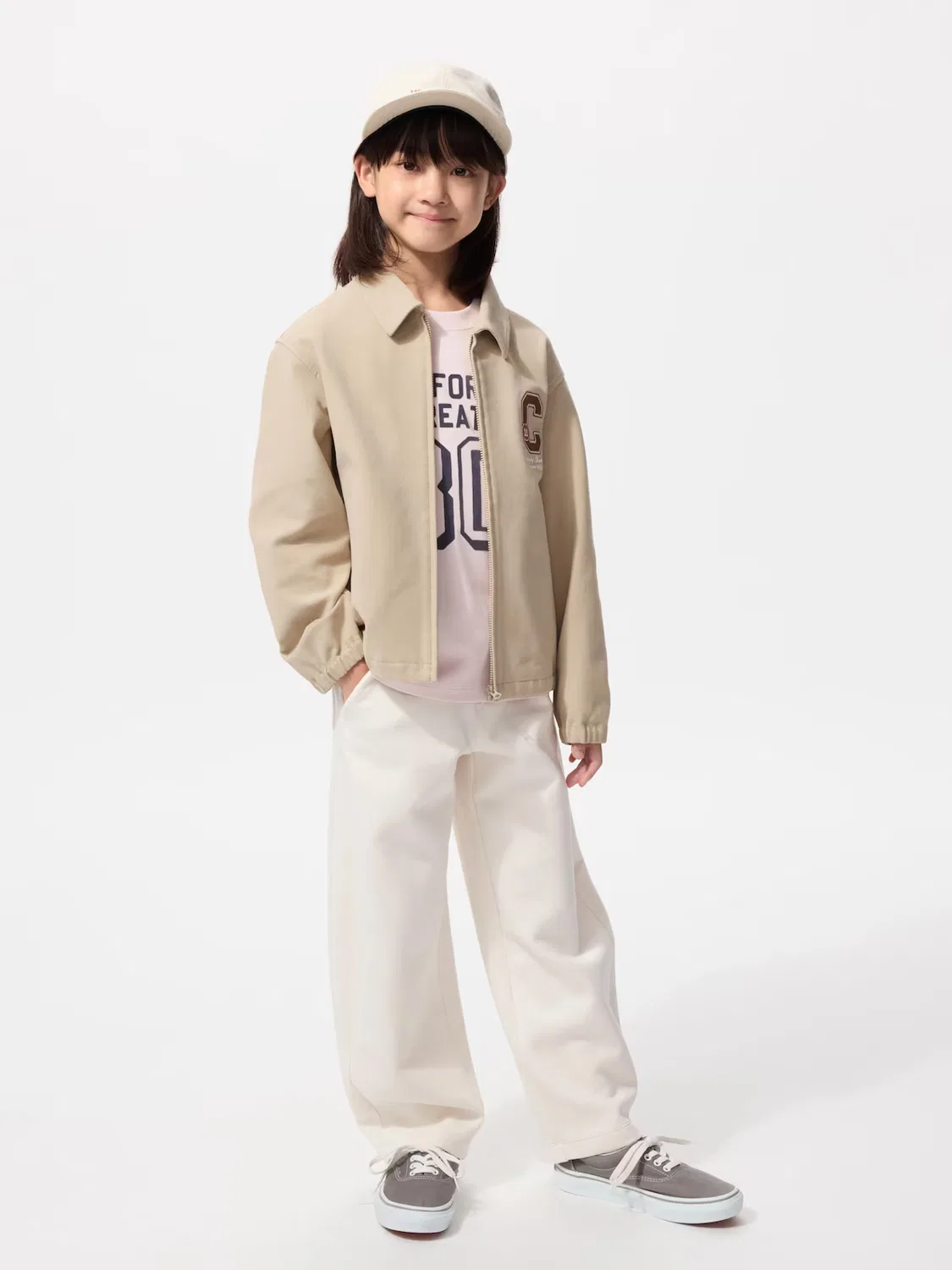 Спортивные брюки Uniqlo, для девочек, кремовый