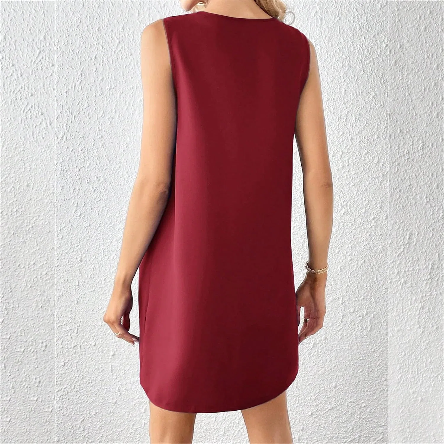 Женское платье-комбинация V-образным вырезом Relaxed Fit, Red — фото 3