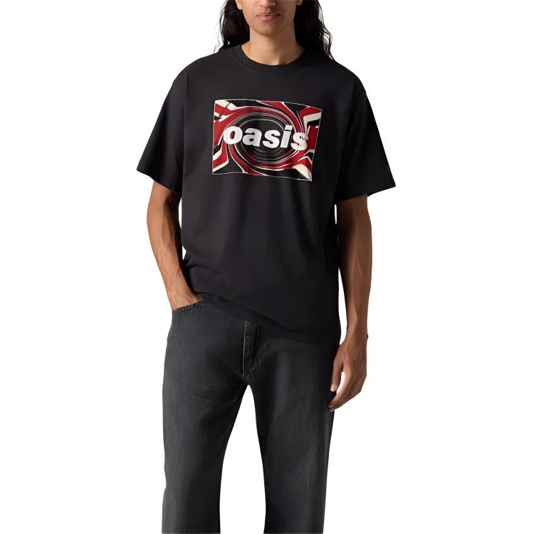 Футболка с круглым вырезом Oasis Collaboration, Levis, Black — фото 4