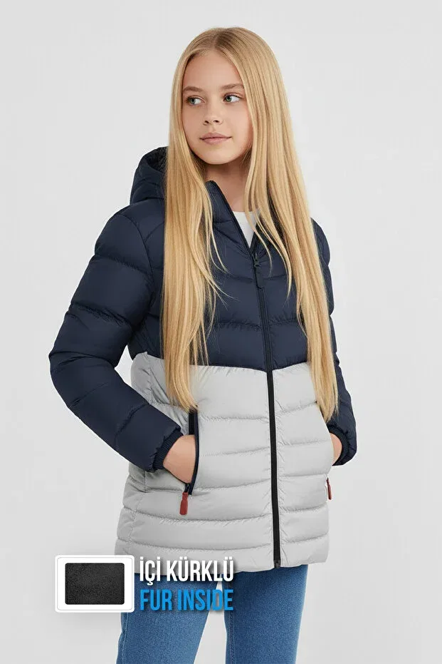 Детская спортивная куртка для девочек с капюшоном Qawwa, Navy Blue — фото 2