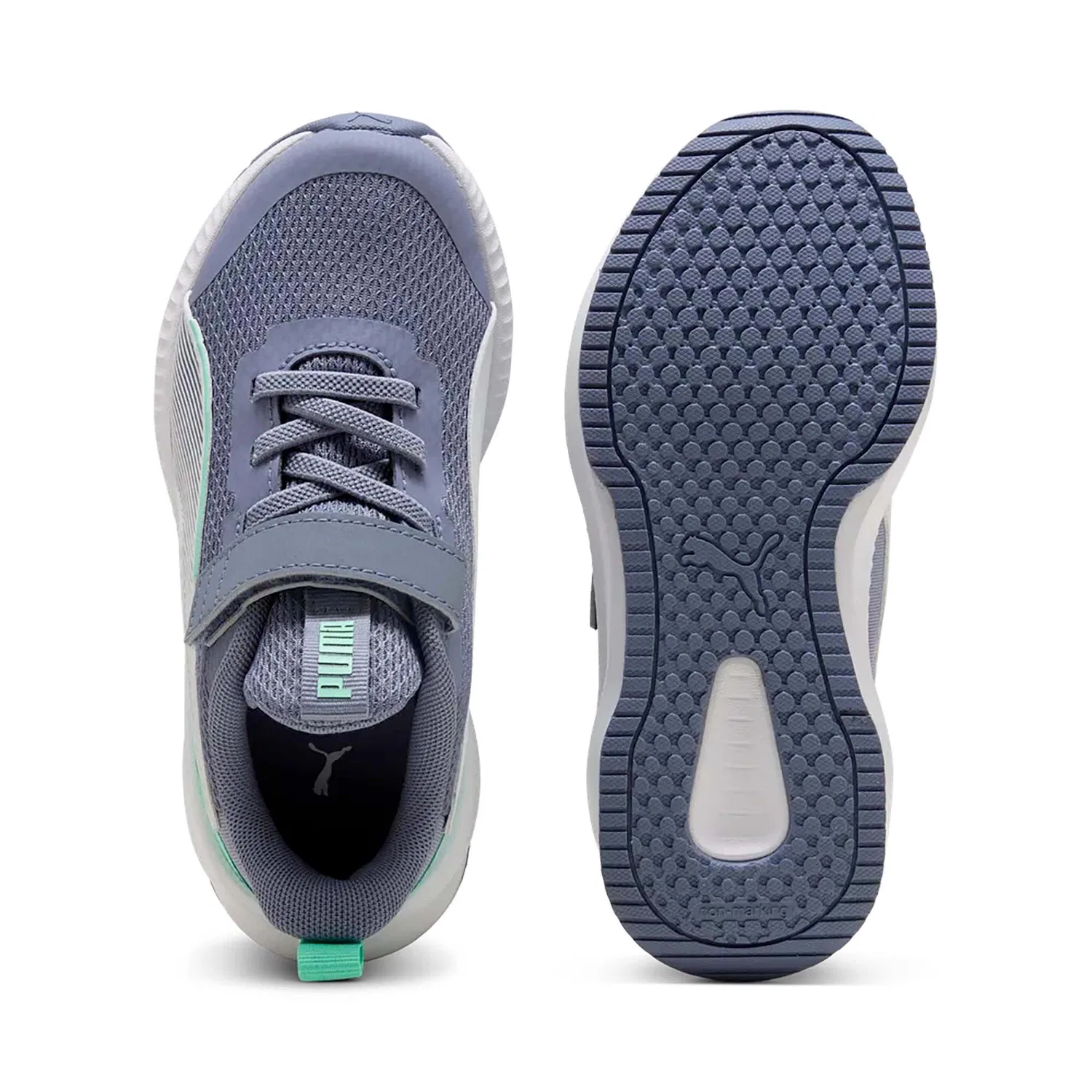 Детские кроссовки с двойной липучкой Flyer 3 Ac+ Ps Puma, Gray Sky-Mint Jelly-PUMA White — фото 4