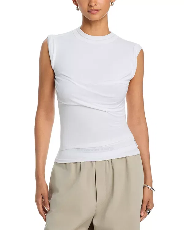 Женский топ с принтом Twisted Layered Bust Tee Alexander Wang, белый