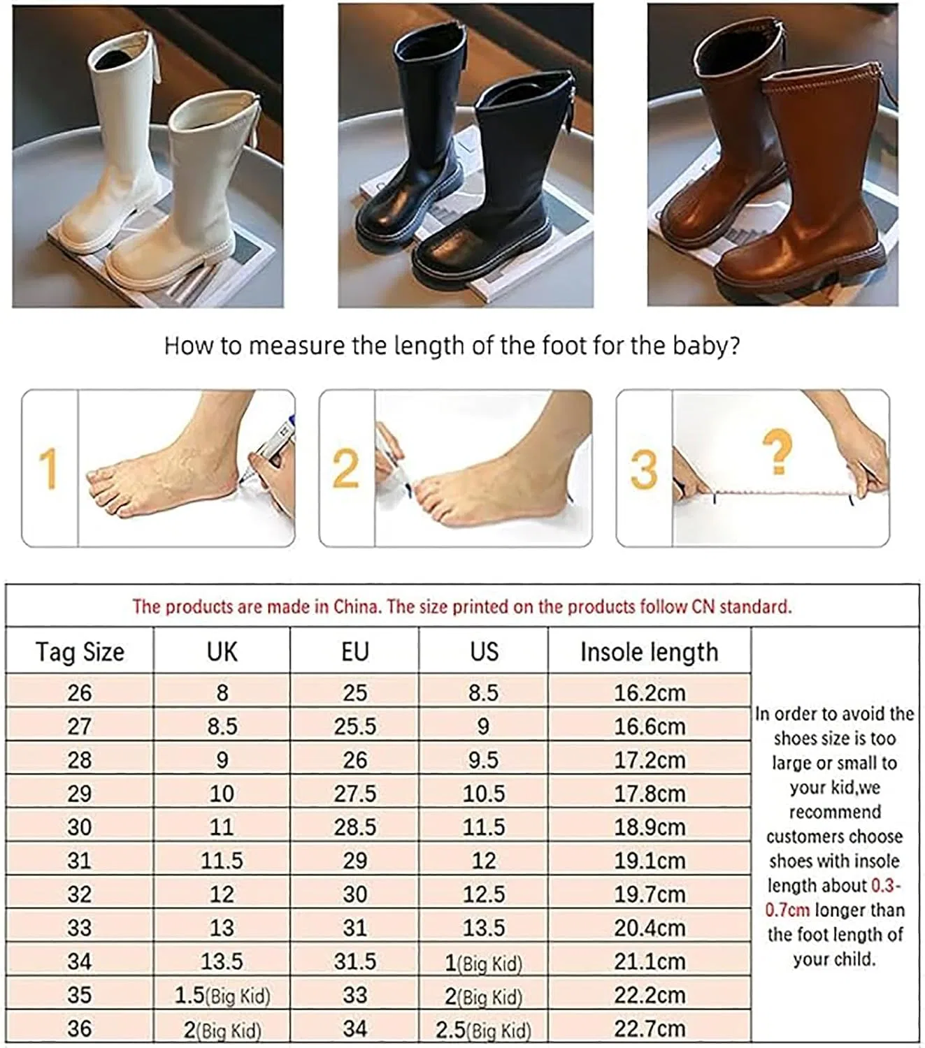 Детские сапоги для верховой езды с принтом Autumn Girls Horse Riding Boots FXiaoy, White — фото 4