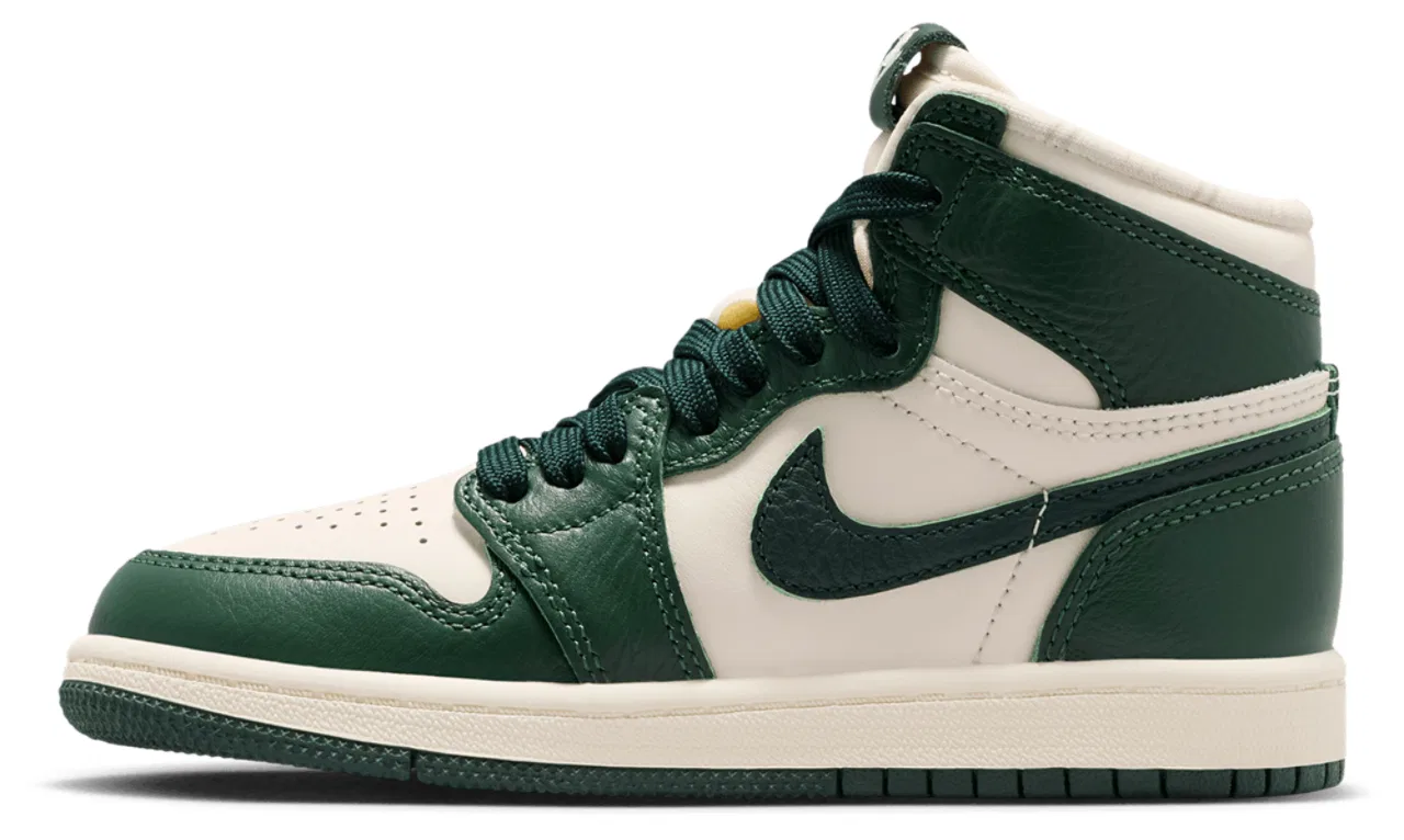 Кроссовки для девочек Retro 1 High OG Jordan, цвет Fir/Pro Green/Pale Ivory — фото 2