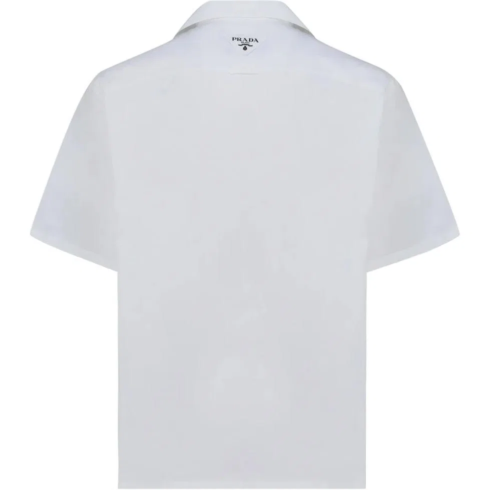 Мужская рубашка с воротником-кубинка White PRADA — фото 3