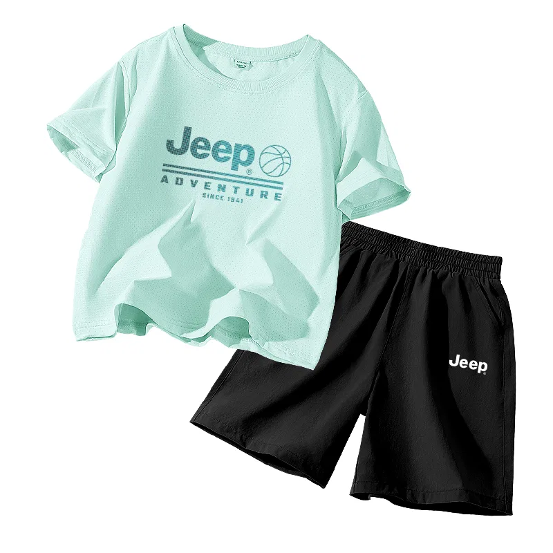 Детский комплект спортивной одежды с принтом Jeep, Aqua Green/E Polka Dot Blue-Black/E White Logo K