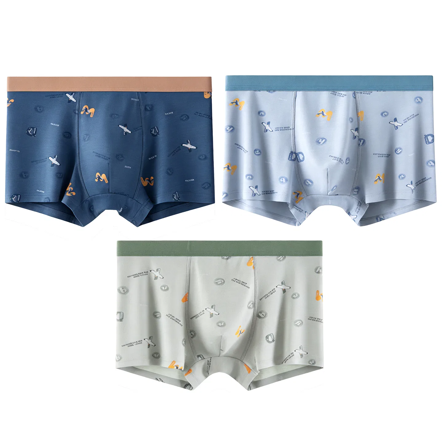 Детские трусы-боксеры для мальчиков модальные с принтом Red bean, Bean Green Gray Light Blue Gray