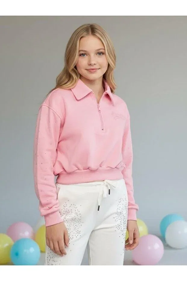 Детские свитшот для девочек с длинным рукавом Zekids, Pink — фото 2