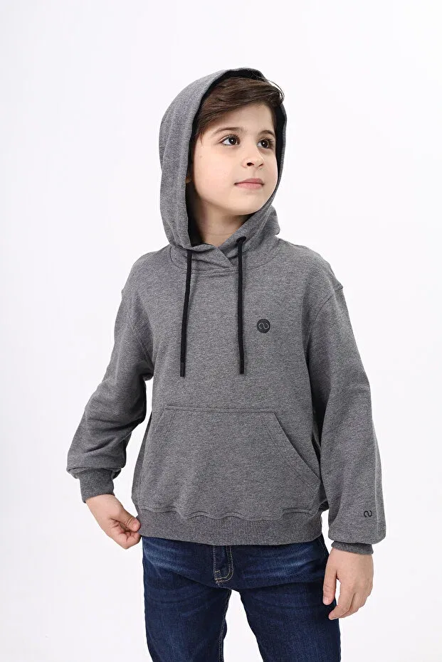 Детская толстовка для мальчиков с принтом Toontoy, Anthracite Melange — фото 4