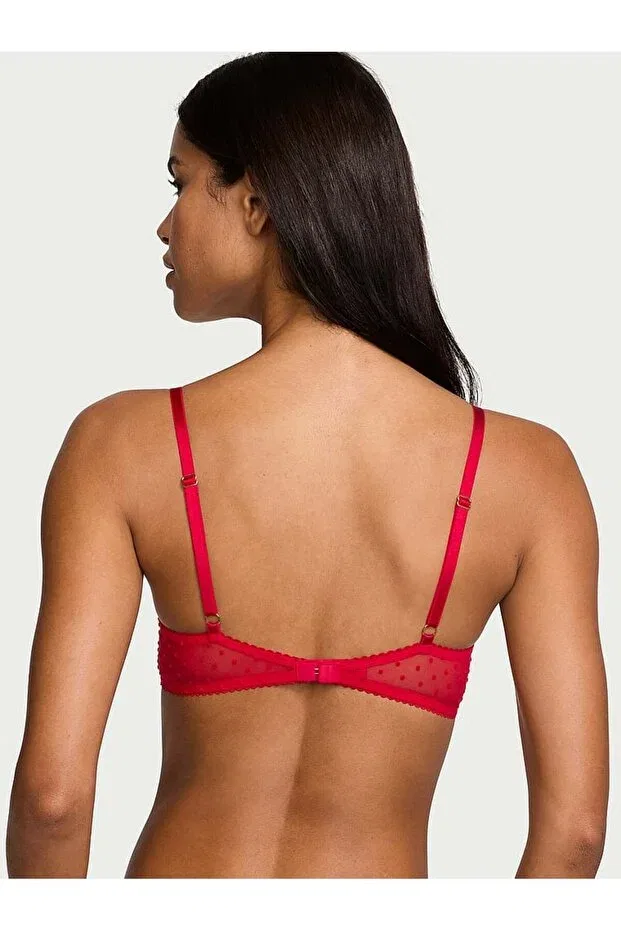 Женский бюстгальтер из тюля без пуш-апа Jingle bells tulle unassisted demi bra Victoria'S Secret, Lipstick Red — фото 2