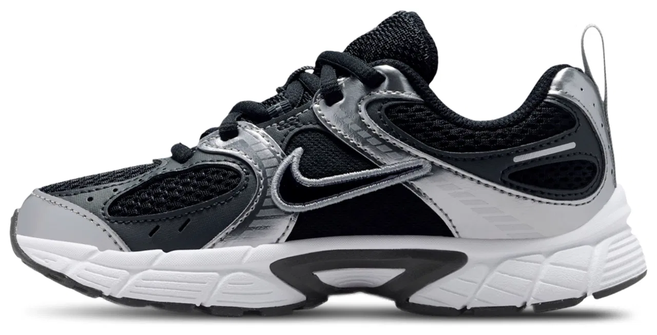 Детские кроссовки для мальчиков с эластичными шнурками V5 RNR Lace Nike, Black Metallic Silver White — фото 2