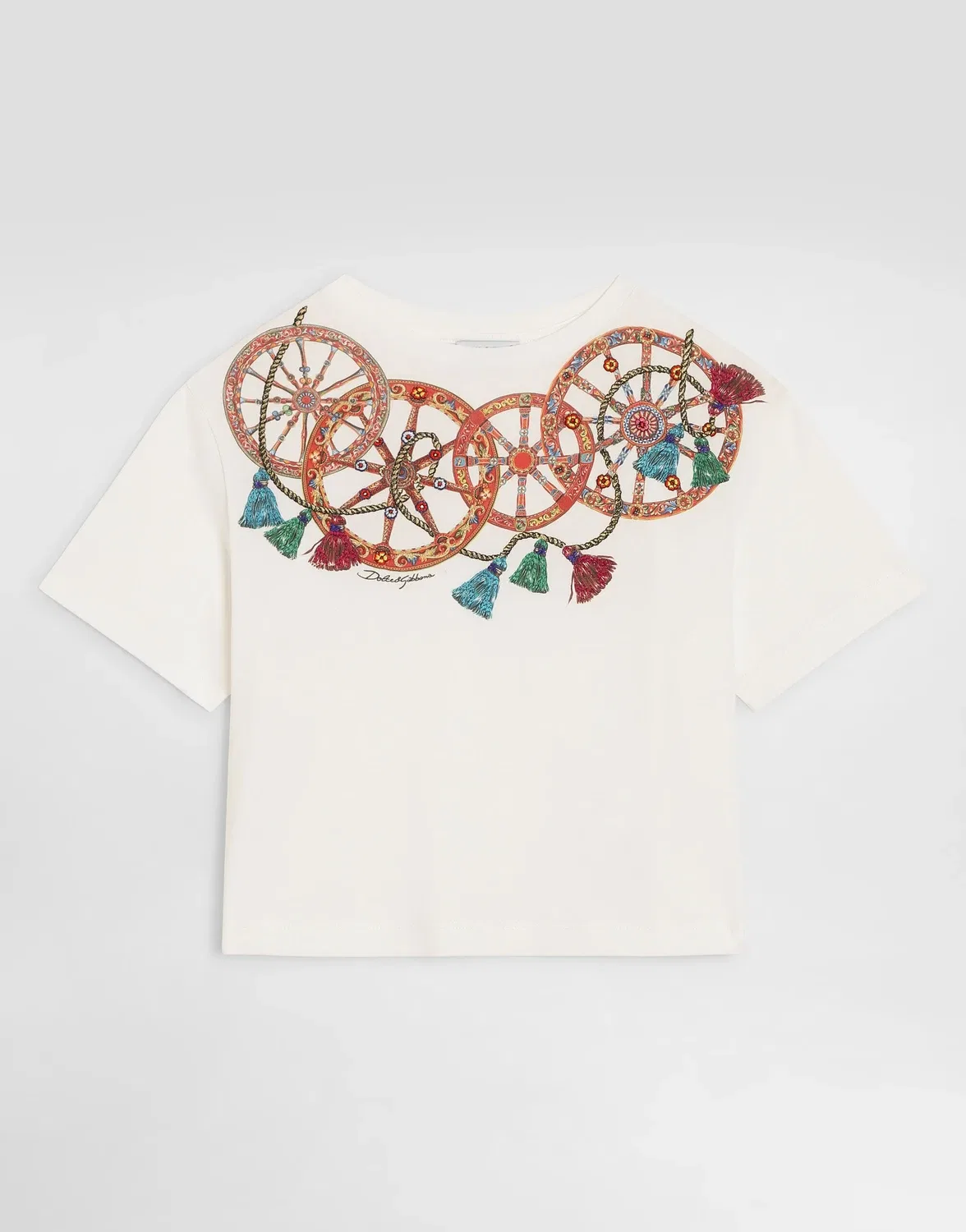 Футболка из джерси с аппликациями DOLCE & GABBANA, белый