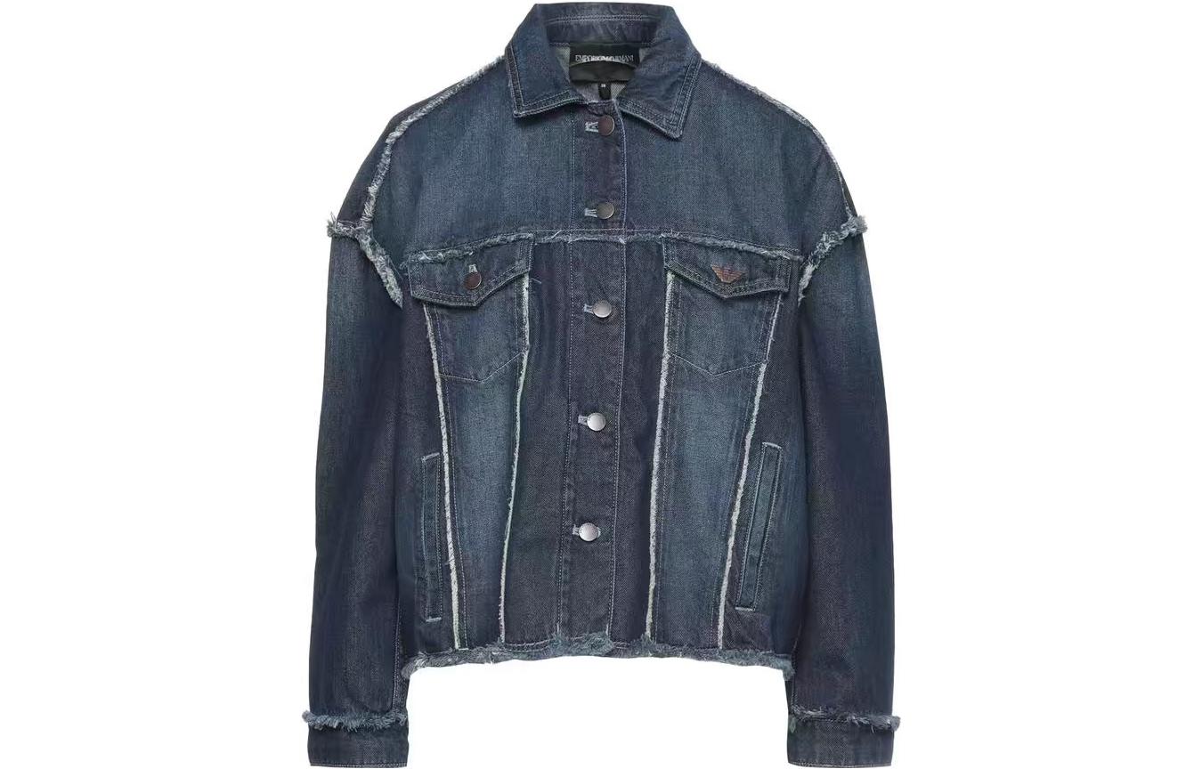 EMPORIO ARMANI Джинсовая куртка женская синяя, Blue — фото 3