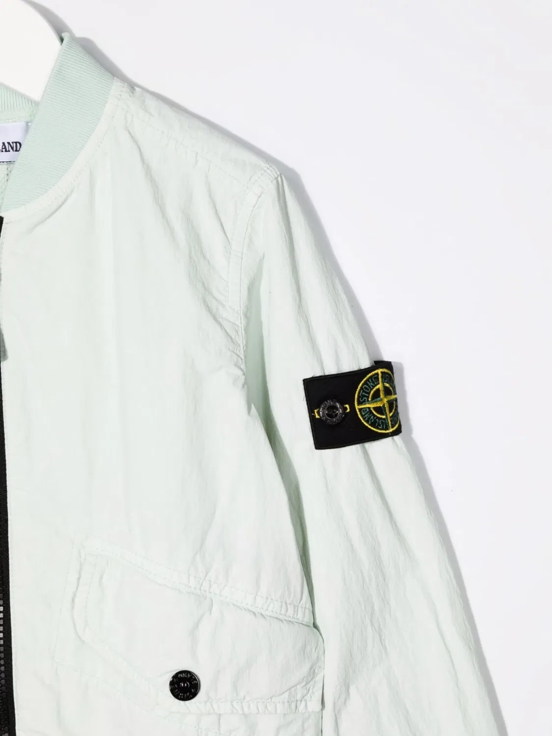 Бомбер на молнии с нашивкой-логотипом Stone Island Junior, синий — фото 3