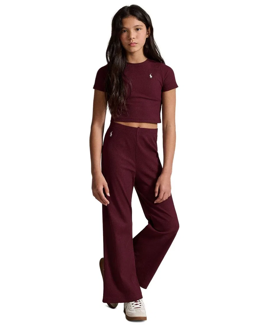 Штаны широкие женские Ribbed Wide-Leg Pant Polo Ralph Lauren, Rich Ruby — фото 2