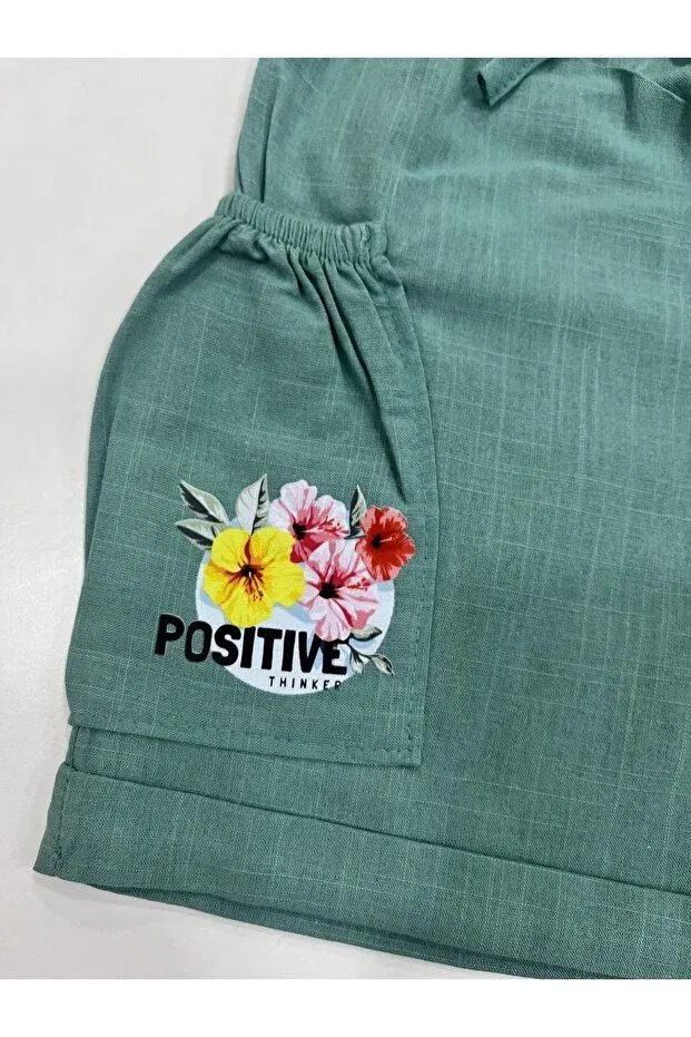 Детские шорты для девочек с принтом Esterella, Mint Green — фото 3