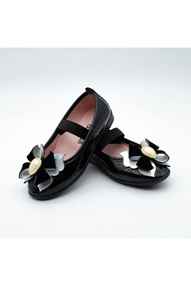 Детские балетки для девочек с бантом Arçın Shoes, Black — фото 4