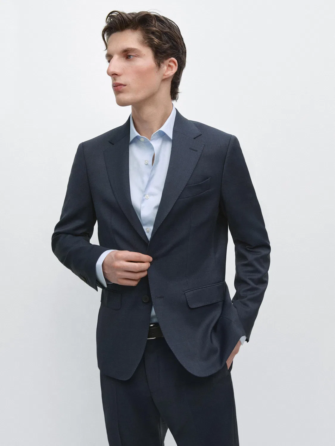 Пиджак Massimo Dutti, шерстяной, синий — фото 2