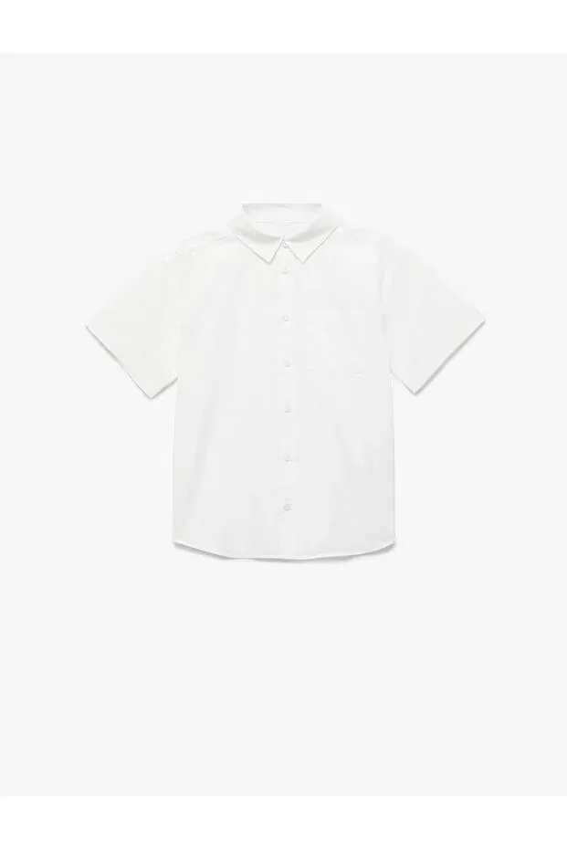 Детская рубашка для мальчиков хлопковая Cotton Classic Collar Short Sleeve Shirt Koton, White