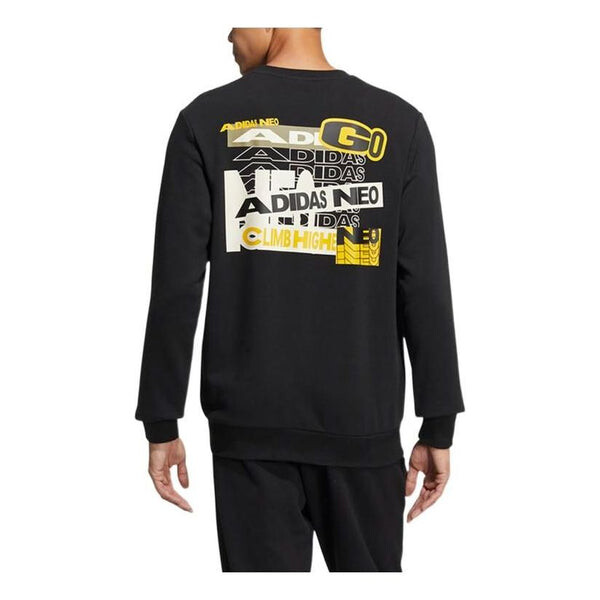 

Толстовка Men's adidas neo Alphabet Pattern Printing Sports Round Neck Pullover Black, мультиколор