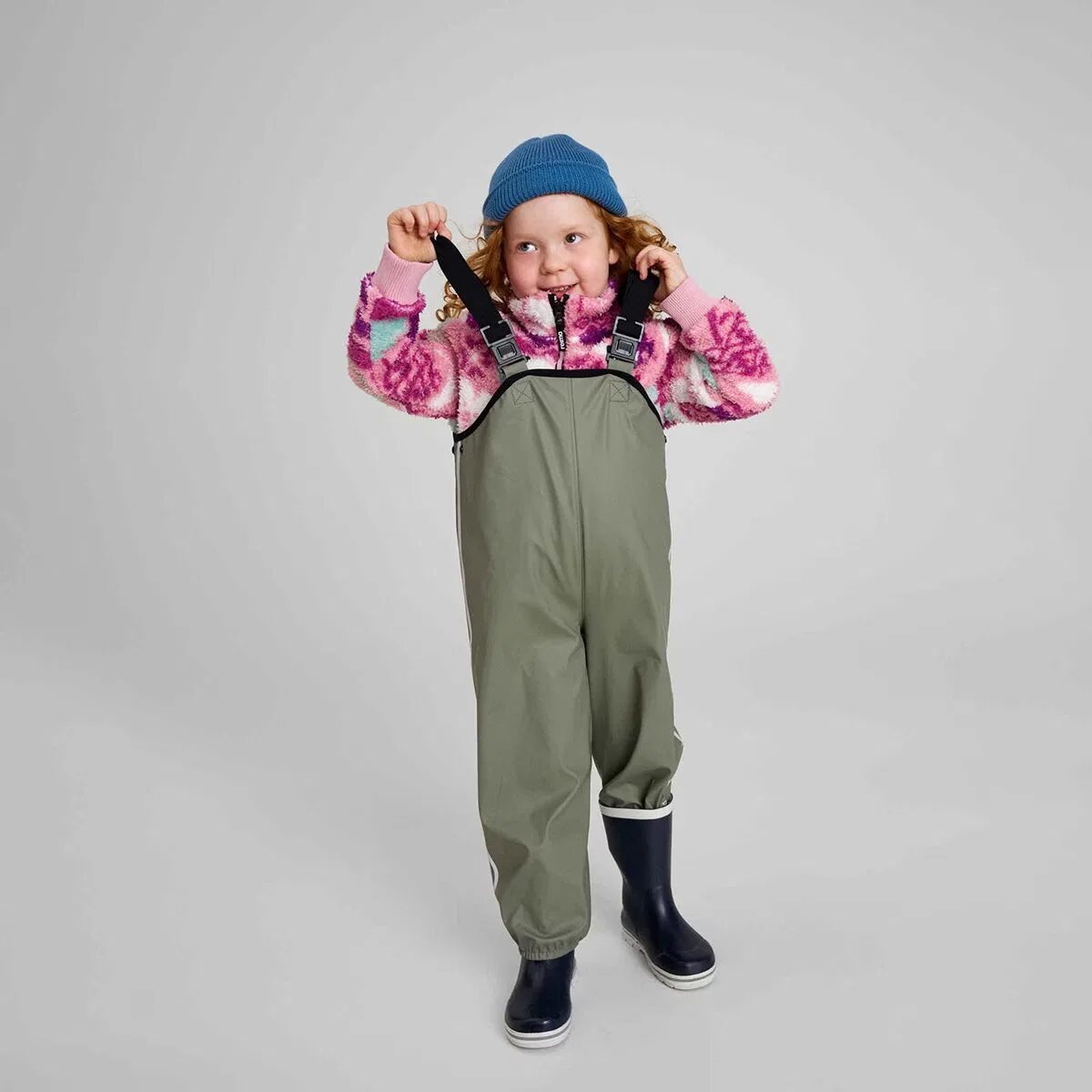 Детские дождевые штаны на подтяжках Lammikko rain pant Reima, Greyish Green — фото 4